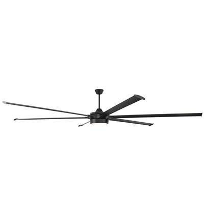 Prost 120'' 6-Blade Indoor/Outdoor (Damp) Ceiling Fan in Flat Black w/ Flat Black/Flat Back Blades,  Light Kit Included (optional)