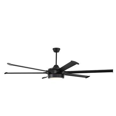 Prost 78'' 6-Blade Indoor/Outdoor (Damp) Ceiling Fan in Flat Black w/ Flat Black Blades; Light Kit Included (optional) by Craftmade