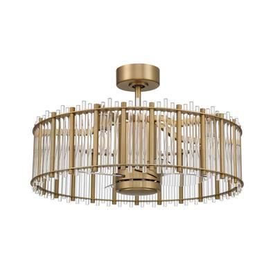 Reveal 24'' 4-Blade Ceiling Fan in Satin Brass w/ Clear Acrylic Blades,  Integrated Light Kit