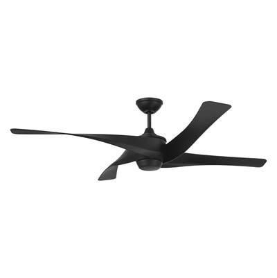 Venn 58'' 4-Blade Indoor/Outdoor (Damp) Ceiling Fan in Flat Black w/ Flat Black Blades; Light Kit Optional (Sold Separately) by Craftmade