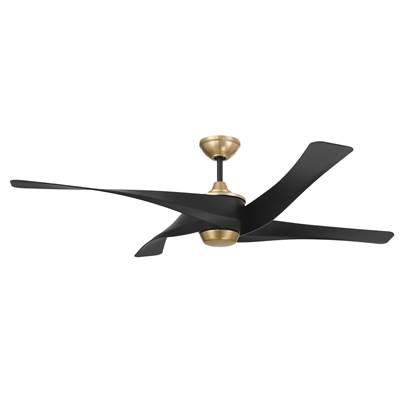 Venn 58'' 4-Blade Ceiling Fan in Flat Black/Satin Brass w/ Flat Black Blades,  Light Kit Optional (Sold Separately) by Craftmade