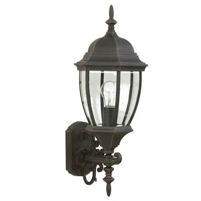 Bent Glass Cast 1 Light Medium Outdoor Wall Lantern in Textured Black