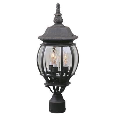 French Style 3 Light Outdoor Post Mount in Textured Black by Craftmade