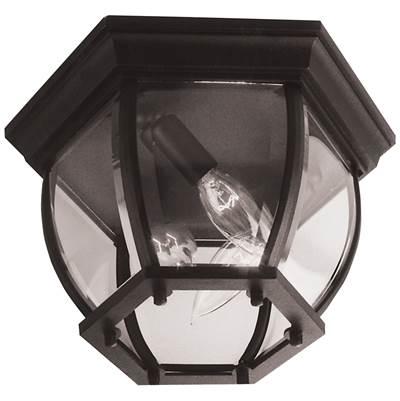Bent Glass 3 Light Outdoor Flushmount in Textured Black