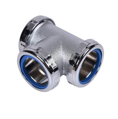 Dearborn Brass 1-1/2 Tee Slip Joint, Chrome, 20 Gauge