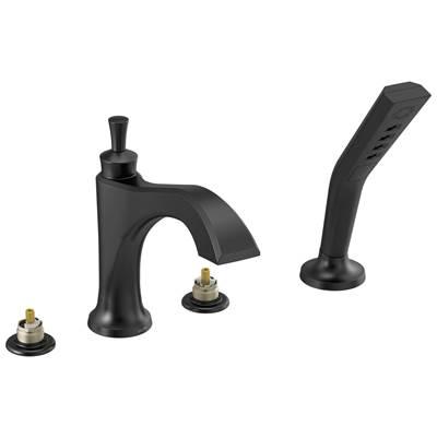 DorvalE Roman Tub with Hand Shower Trim - Less Handles - Matte Black by Delta Faucet