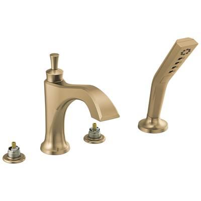 DorvalE Roman Tub with Hand Shower Trim - Less Handles - Champagne Bronze by Delta Faucet