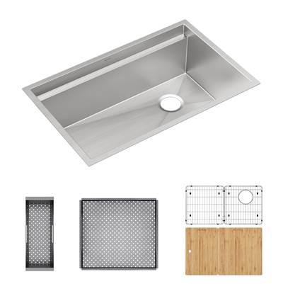 30'' undermount sink with cutting boards, botton grids and 2 colanders.