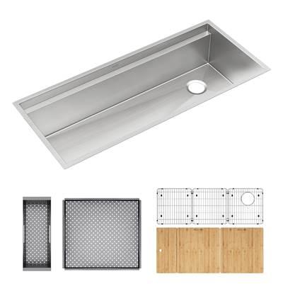 Elkay Circuit Chef Workstation Stainless Steel 45-1/2'' x 20-1/2'' x 10'' Single Bowl Undermount Sink Kit with Cherry Wood Boards