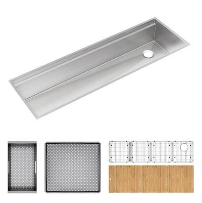 Elkay Circuit Chef Workstation Stainless Steel 59-1/2'' x 20-1/2'' x 10'' Single Bowl Undermount Sink Kit with Cherry Wood Boards