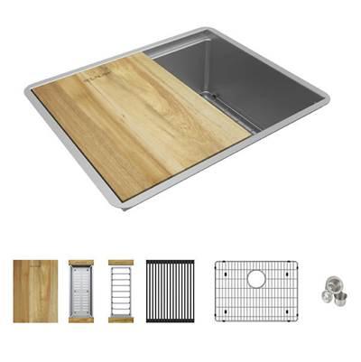 21'' Stainless Steel Medium Single Bowl Undermount Workstation