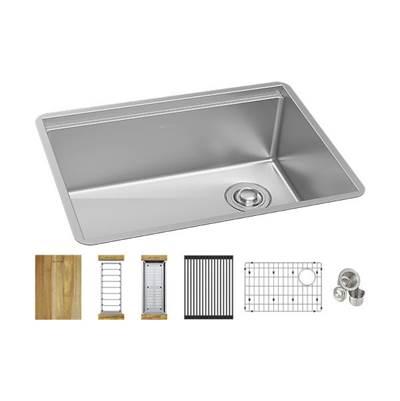 16 Gauge Stainless Steel 25.5'' x 18.5'' x 9'' Crosstown Workstation Single Bowl Undermount Kitchen Sink Kit by Elkay Reserve Selection