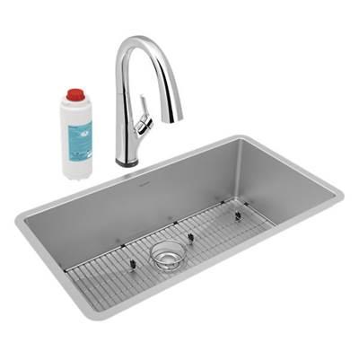Elkay Crosstown 16 Gauge Stainless Steel 32-1/2'' x 18'' x 10'', Single Bowl Undermount Sink Kit with Filtered Faucet by Elkay Reserve Selection