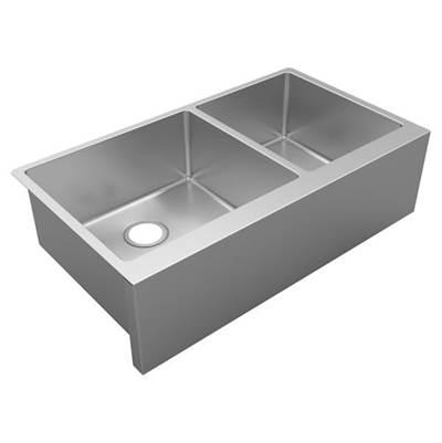 16 Gauge Stainless Steel 35-7/8'' x 20-14'' x 9'' Double Bowl Farmhouse Undermount Kitchen Sink - Large Apron Front by Elkay Reserve Selection