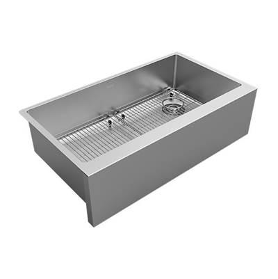 16 Gauge Stainless Steel 35-7/8'' x 20-14'' x 9'' Single Bowl Farmhouse Undermount Kitchen Sink Kit - Large Apron Front