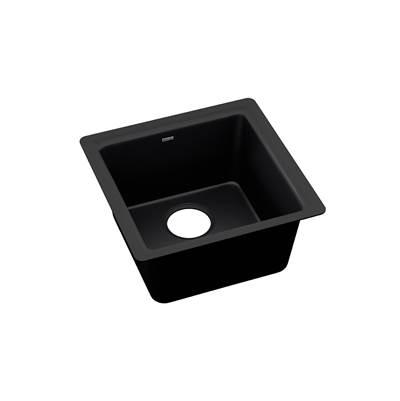 Elkay Quartz Luxe 15-3/4'' x 15-3/4'' x 7-11/16'' Single Bowl Dual Mount Bar Sink Caviar