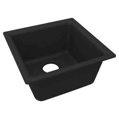 Elkay Quartz Luxe 15-3/4'' x 15-3/4'' x 7-11/16'', Single Bowl Dual Mount Bar Sink, Obsidian