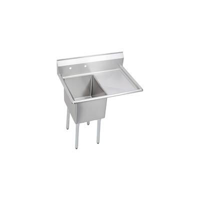 1 Compartment Sink, 37X26 OA, 16X20 Bowl, 14 Deep, Right 18'' DBs, SS Legs, 16 GA 300 Series SS, NSF by Elkay