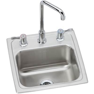 18 Gauge Stainless Steel 15'' x 15'' x 7.125'' Single Bowl Drop-in Bar/Prep Sink Kit