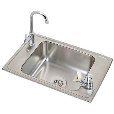 20 Gauge Stainless Steel 25'' x 17'' x 6.5'' Single Bowl Drop-in Sink Kit