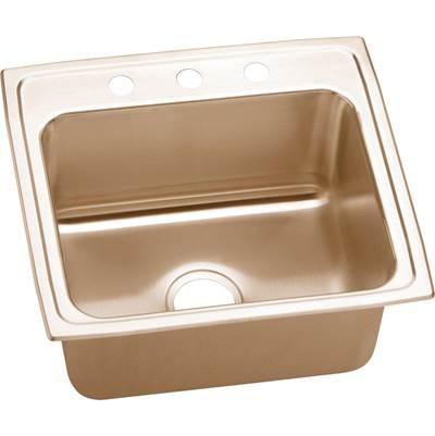 18 Gauge CuVerro antimicrobial copper 22'' x 19.5'' x 10.125'' Single Bowl Drop-in Sink