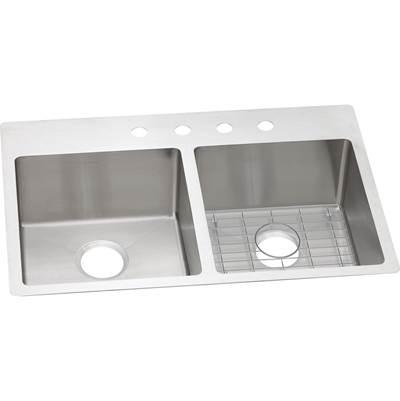 18 Gauge Stainless Steel 33'' x 22'' x 9'' Double Bowl Dual Mount Kitchen Sink Kit by Elkay
