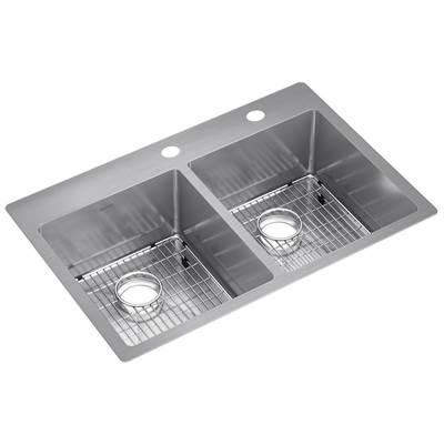 18 Gauge Stainless Steel 33'' x 22'' x 9'' Double Bowl Dual Mount Kitchen Sink Kit by Elkay