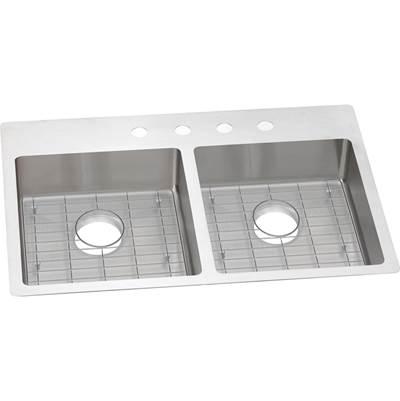 18 Gauge Stainless Steel 33'' x 22'' x 6'' Double Bowl Dual Mount Kitchen Sink Kit