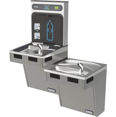Halsey Taylor HydroBoost Bottle Filling Station, & Bi-Level ADA Cooler, High Efficiency Non-Filtered 8 GPH Platinum Vinyl