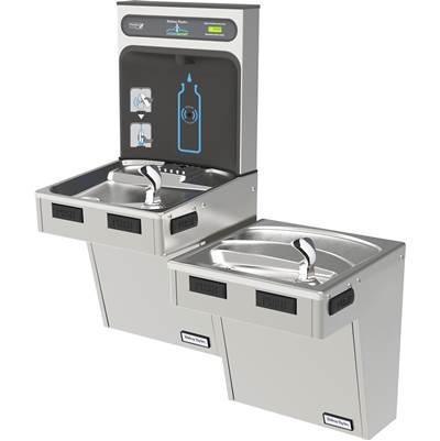 Halsey Taylor HydroBoost Bottle Filling Station, & Bi-Level ADA Cooler, High Efficiency Non-Filtered 8 GPH Stainless
