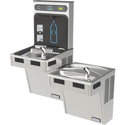 Halsey Taylor HydroBoost Bottle Filling Station, & Bi-Level ADA Cooler, High Efficiency Filtered 8 GPH Stainless by Elkay