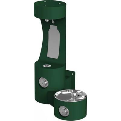 Outdoor ezH2O Bottle Filling Station Wall Mount, with Single Fountain Non-Filtered Non-Refrigerated, Evergreen