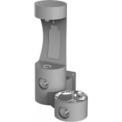 Outdoor ezH2O Bottle Filling Station Wall Mount, with Single Fountain Non-Filtered Non-Refrigerated, Gray by Elkay