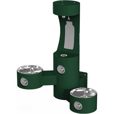 Outdoor ezH2O Bottle Filling Station Wall Mount, with Bi-Level Fountain, Non-Filtered Non-Refrigerated, Evergreen