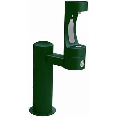 Outdoor ezH2O Bottle Filling Station Single Pedestal, Non-Filtered Non-Refrigerated Freeze Resistant Evergreen