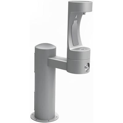 Outdoor ezH2O Bottle Filling Station Single Pedestal, Non-Filtered Non-Refrigerated Freeze Resistant Gray by Elkay