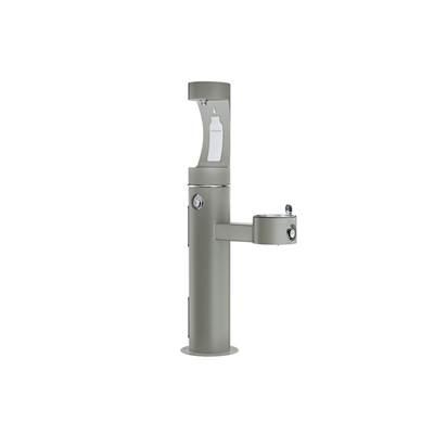 Outdoor ezH2O Upper Bottle Filling Station Bi-Level Pedestal Non-Filtered Non-Refrigerated Gray by Elkay