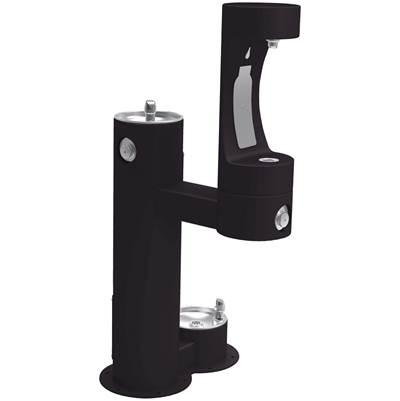 Outdoor ezH2O Lower Bottle Filling Station, Bi-Level Pedestal with Pet Station NonFilter, NonRefrige FreezeResist Black