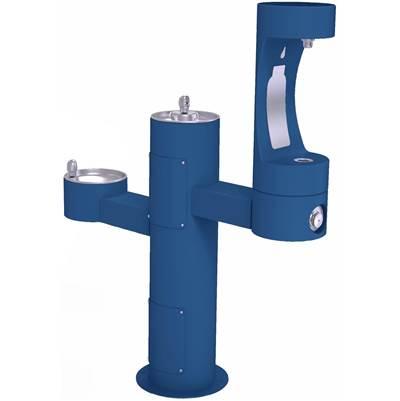 Outdoor ezH2O Middle Bottle Filling Station Tri-Level Pedestal, Non-Filtered Non-Refrigerated FR Blue