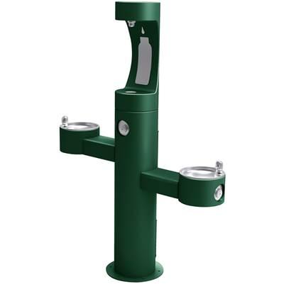 Outdoor ezH2O Upper Bottle Filling Station Tri-Level Pedestal, Non-Filtered Non-Refrigerated FR Evergreen