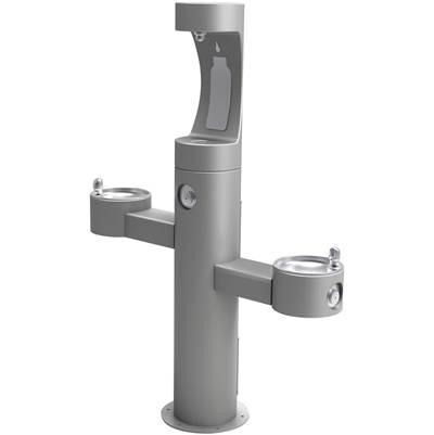 Outdoor ezH2O Upper Bottle Filling Station Tri-Level Pedestal, Non-Filtered Non-Refrigerated FR Gray