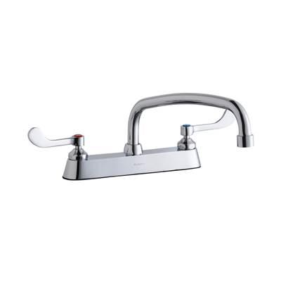 8'' Centerset with Exposed Deck Faucet with 12'' Arc Tube Spout 4'' Wristblade Handles Chrome