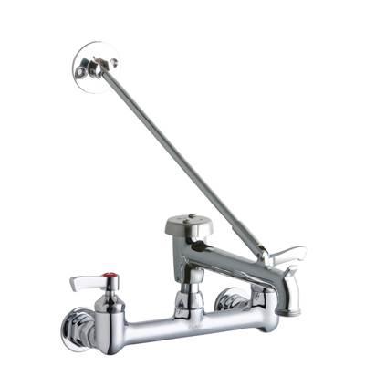 8'' Centerset Wall Mount Faucet with 7'' Bucket Hook Spout 2'' Lever Handles 1/2'' Offset Inlets Polished Chrome by Elkay