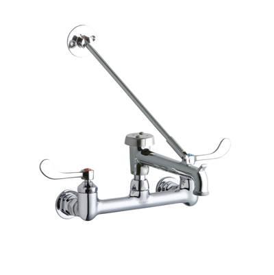 8'' Centerset Wall Mount Faucet w/7'' Bucket Hook Spt 4in Wristblade Handles 1/2'' Offset Inlet Polished Chrome