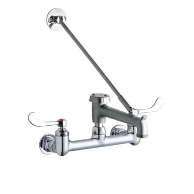 8'' Centerset Wall Mount Faucet with 7'' Bucket Hook Spt 4'' Wristblade Handles 1/2'' Offset Inlets Rough Chrome by Elkay