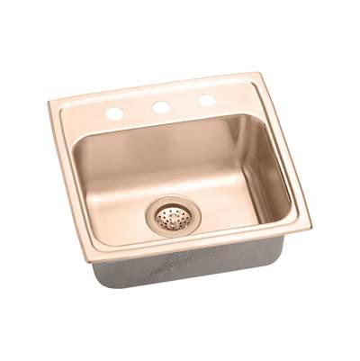18 Gauge CuVerro antimicrobial copper 19'' x 18'' x 5.5'' Single Bowl Drop-in Sink