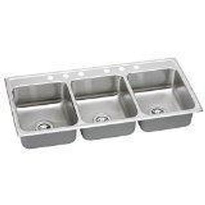 18 Gauge Stainless Steel 54'' x 22'' x 10.125'' Triple Bowl Drop-in Kitchen Sink by Elkay