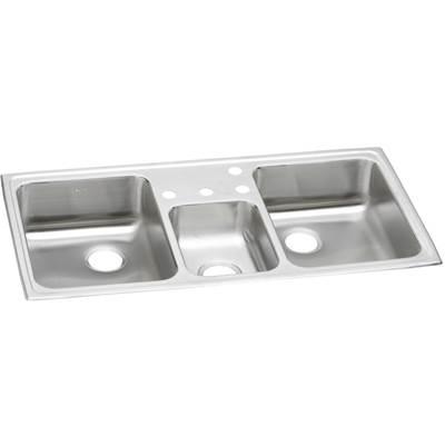 20 Gauge Stainless Steel 43'' x 22'' x 7.125'' Triple Bowl Drop-in Kitchen Sink by Elkay