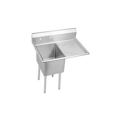 1 Compartment Sink, 39X24 OA, 18X18 Bowl, 14 Deep, Right 18'' DBs, SS Legs, 18 GA 300 Series SS, NSF by Elkay