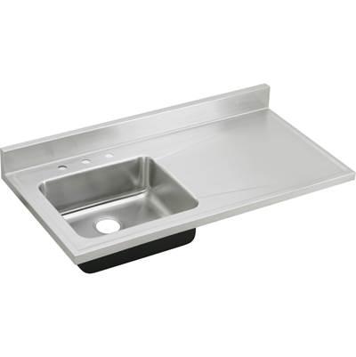 18 Gauge Stainless Steel 48'' x 25'' x 7.5'' Single Bowl Custom Sinks + Countertops Kitchen Sink by Elkay